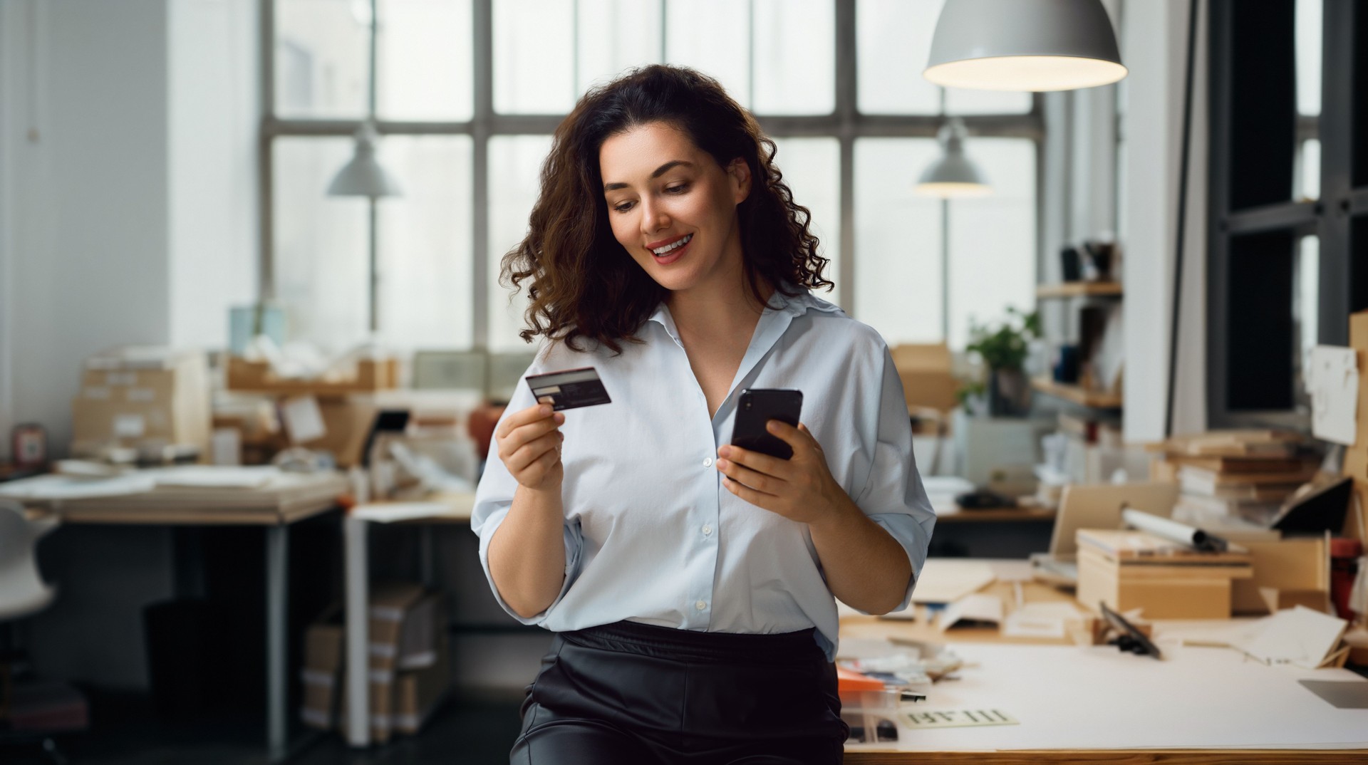 Woman is doing online purchases